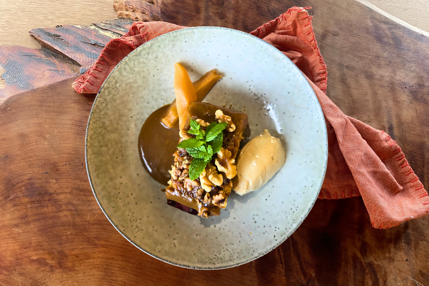 Sticky Pear and Walnut Pudding with Toffee Sauce