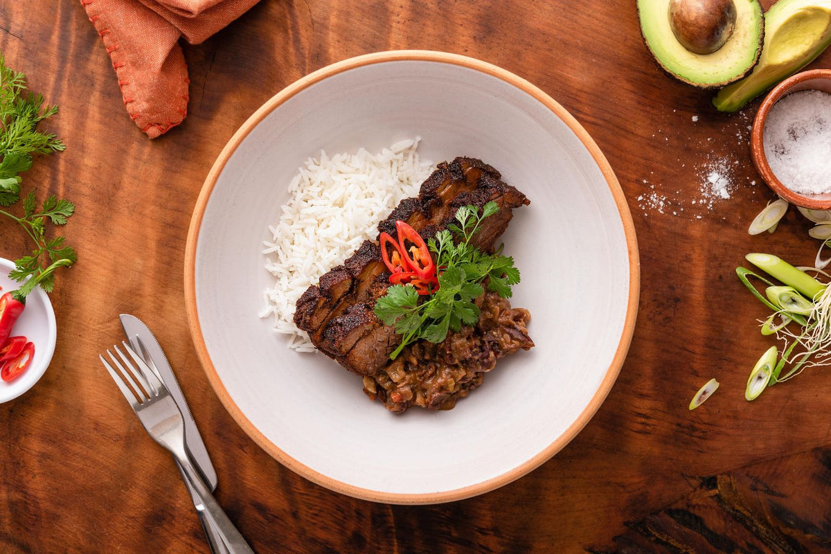 Southern style brisket with beans & rice FED.