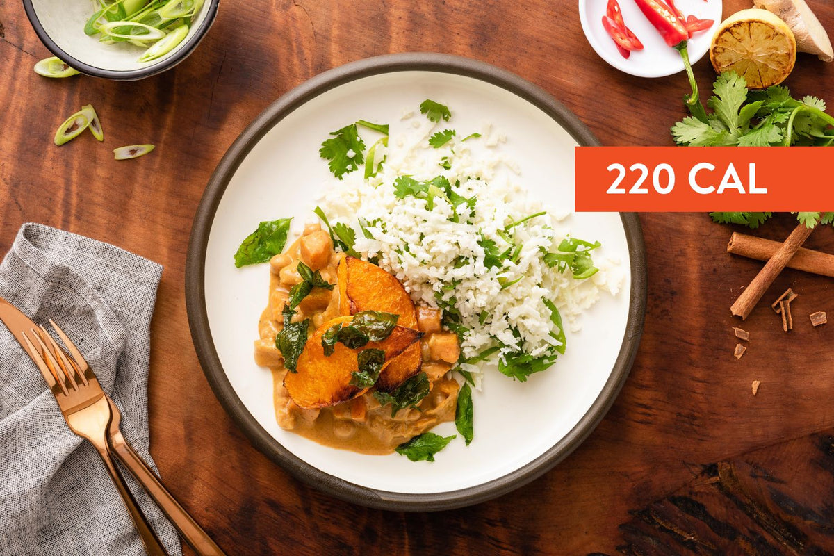 Pumpkin, spinach and chickpea korma FED.