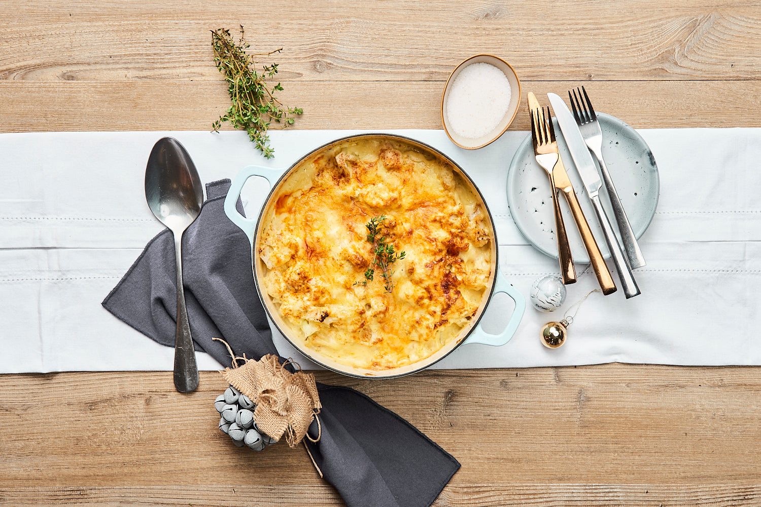 Smoked cheddar and thyme cauliflower gratin. Serves 2 - 3