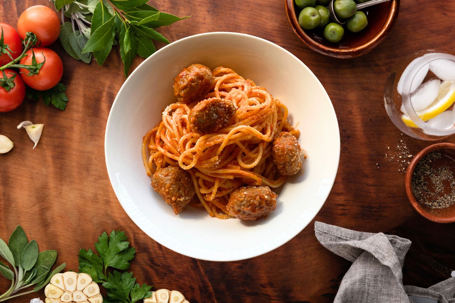 Spaghetti and meatballs