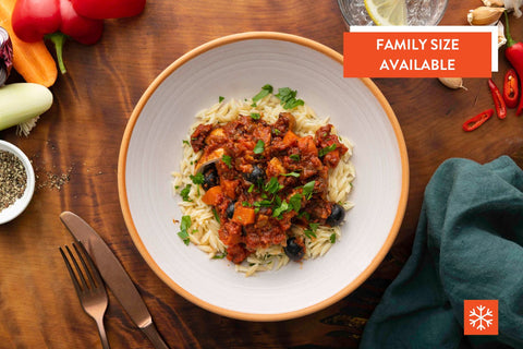 Chicken cacciatore with buttery orzo pasta (FRZ)