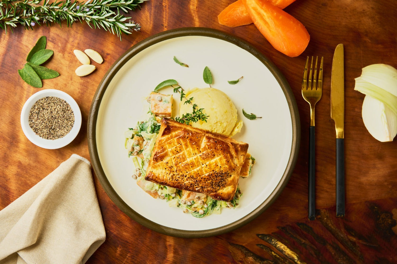 Creamy spinach, lentil, pumpkin pie FED.