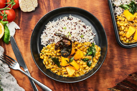 Black eyed pea curry with spiced pumpkin (Spicy)
