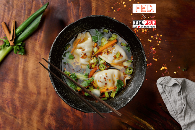 Kombu Dashi Broth with Kai Sum dumplings