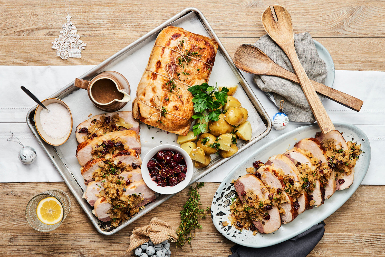 Free range Canter Valley cranberry and chestnut stuffed turkey. Serves 2 - 3