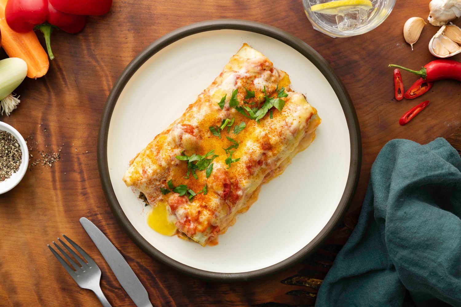 Beef and spinach cannelloni