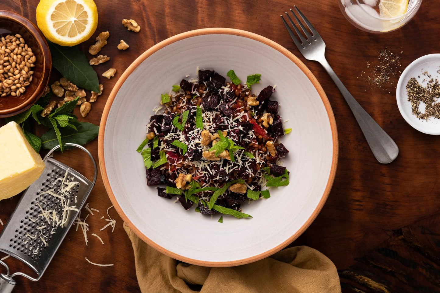Roasted beetroot & farro risotto